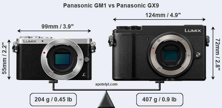 Size Panasonic GM1 vs Panasonic GX9