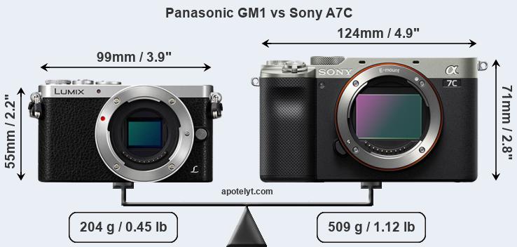 Size Panasonic GM1 vs Sony A7C