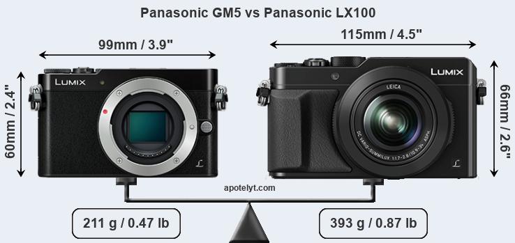 Size Panasonic GM5 vs Panasonic LX100