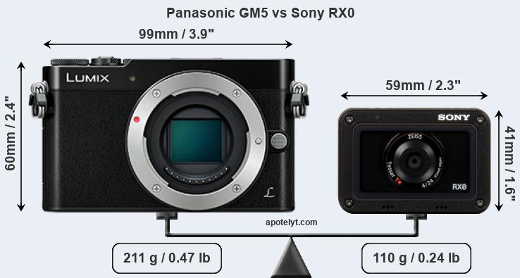 Size Panasonic GM5 vs Sony RX0