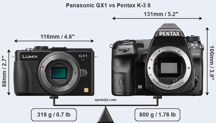 Size Panasonic GX1 vs Pentax K-3 II
