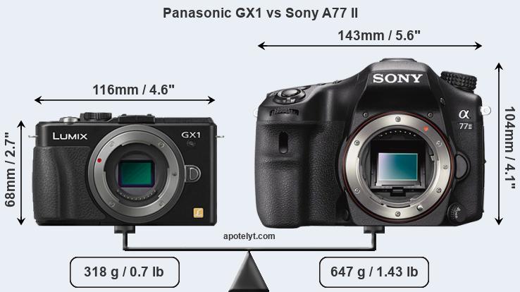 Size Panasonic GX1 vs Sony A77 II