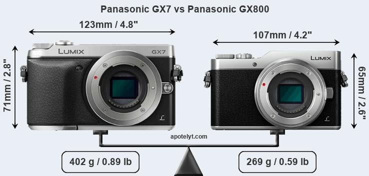 Size Panasonic GX7 vs Panasonic GX800