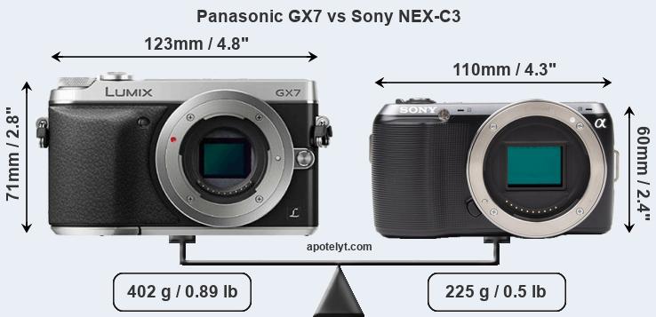 Size Panasonic GX7 vs Sony NEX-C3