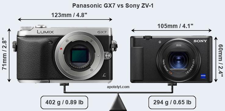 Size Panasonic GX7 vs Sony ZV-1