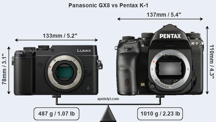 Size Panasonic GX8 vs Pentax K-1