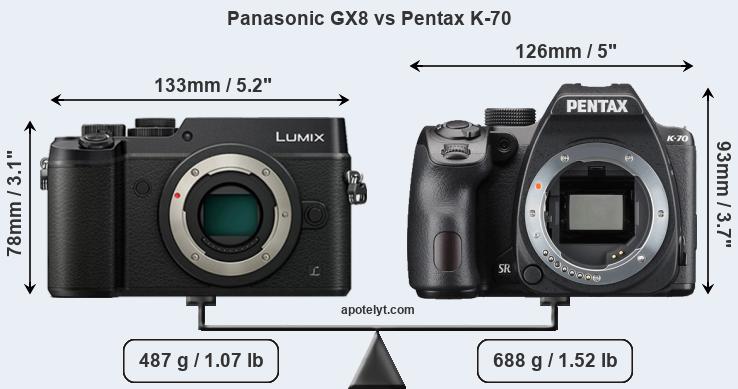 Size Panasonic GX8 vs Pentax K-70