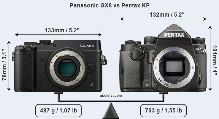 Size Panasonic GX8 vs Pentax KP