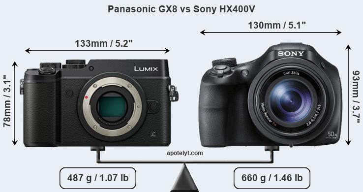 Size Panasonic GX8 vs Sony HX400V