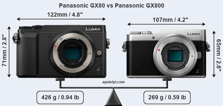 Size Panasonic GX80 vs Panasonic GX800