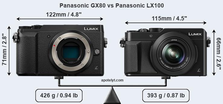 Size Panasonic GX80 vs Panasonic LX100