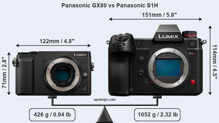 Size Panasonic GX80 vs Panasonic S1H