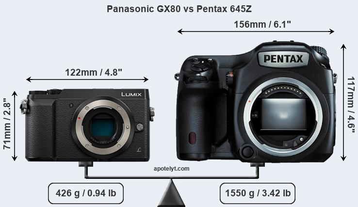 Size Panasonic GX80 vs Pentax 645Z