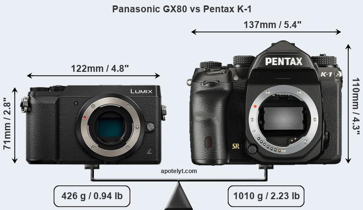 Size Panasonic GX80 vs Pentax K-1