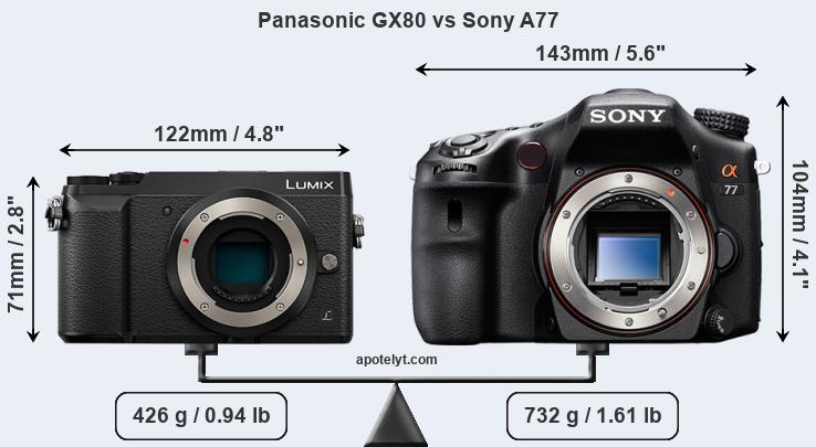 Size Panasonic GX80 vs Sony A77