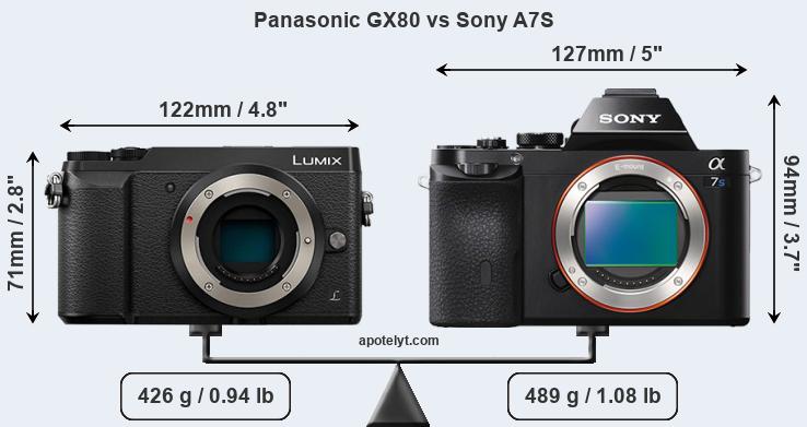 Size Panasonic GX80 vs Sony A7S