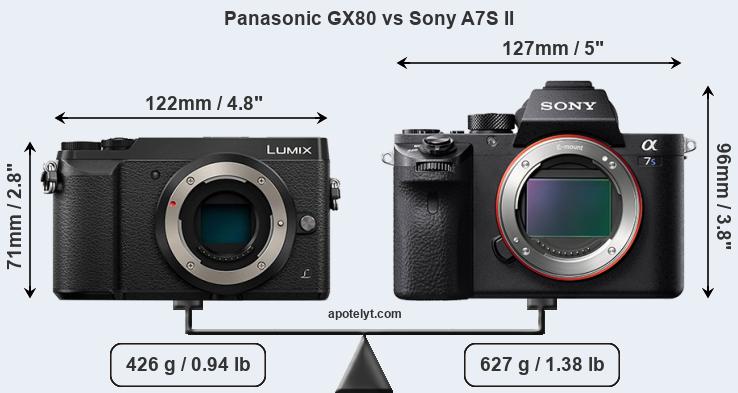 Size Panasonic GX80 vs Sony A7S II