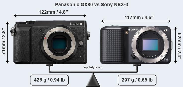 Size Panasonic GX80 vs Sony NEX-3