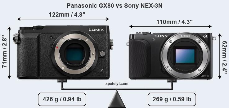 Size Panasonic GX80 vs Sony NEX-3N