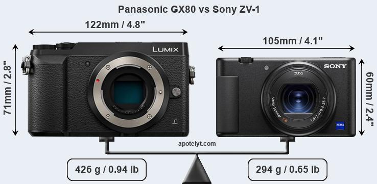 Size Panasonic GX80 vs Sony ZV-1
