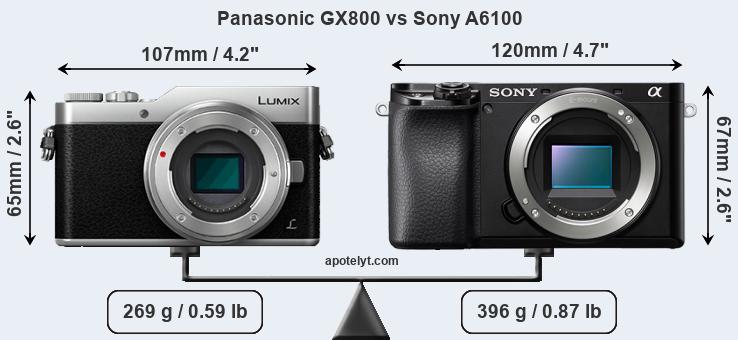 Size Panasonic GX800 vs Sony A6100