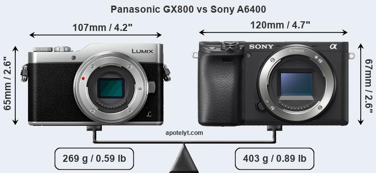 Size Panasonic GX800 vs Sony A6400