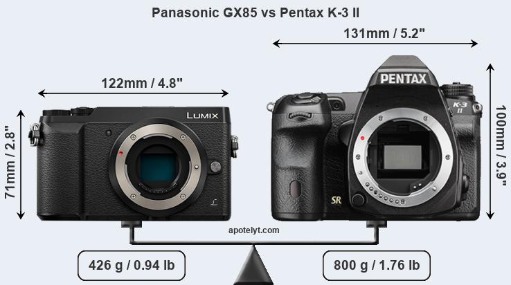 Size Panasonic GX85 vs Pentax K-3 II