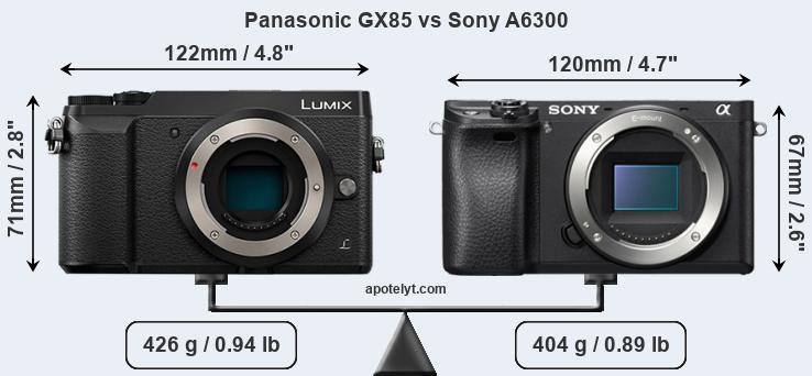 Size Panasonic GX85 vs Sony A6300
