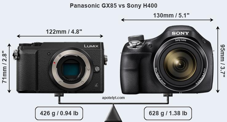 Size Panasonic GX85 vs Sony H400