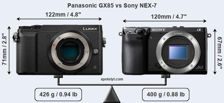Size Panasonic GX85 vs Sony NEX-7