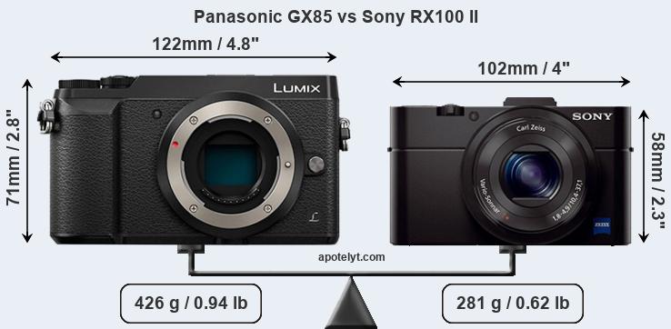 Size Panasonic GX85 vs Sony RX100 II