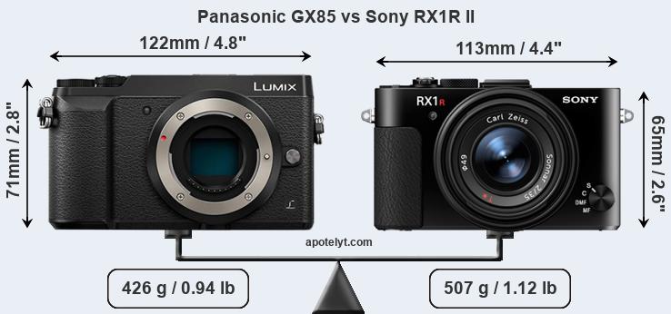 Size Panasonic GX85 vs Sony RX1R II