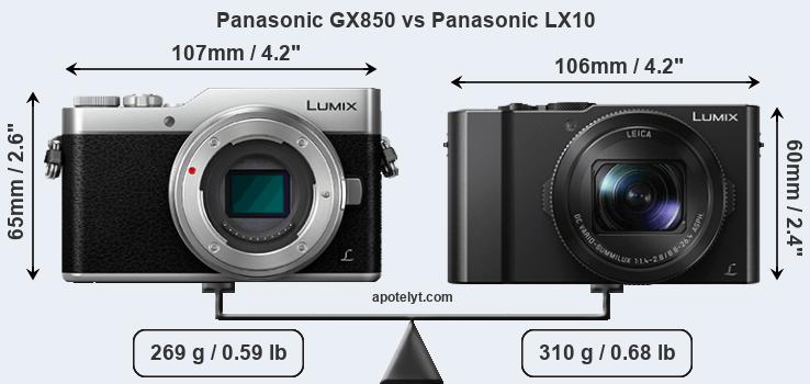 Size Panasonic GX850 vs Panasonic LX10