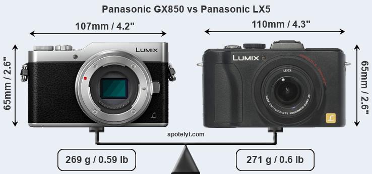 Size Panasonic GX850 vs Panasonic LX5