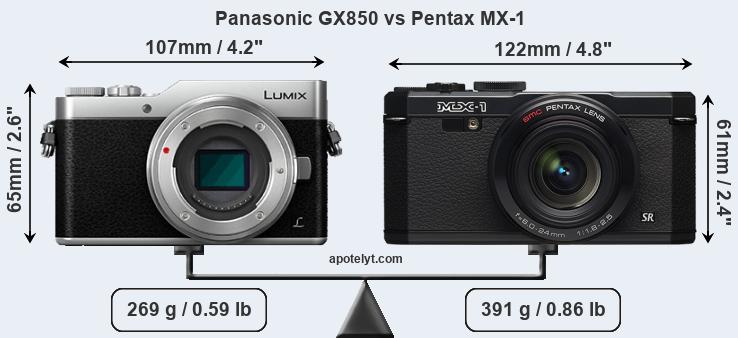 Size Panasonic GX850 vs Pentax MX-1