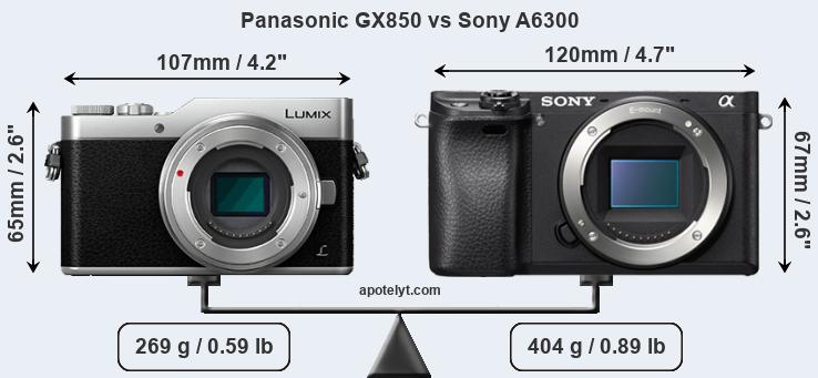 Size Panasonic GX850 vs Sony A6300