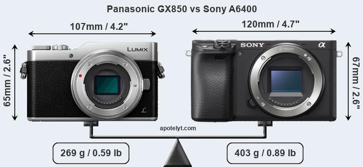Size Panasonic GX850 vs Sony A6400