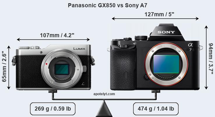 Size Panasonic GX850 vs Sony A7
