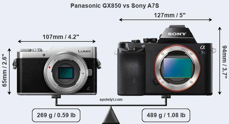 Size Panasonic GX850 vs Sony A7S