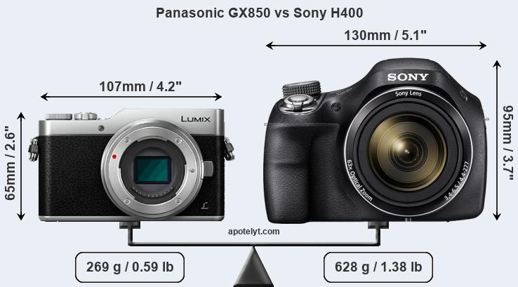 Size Panasonic GX850 vs Sony H400