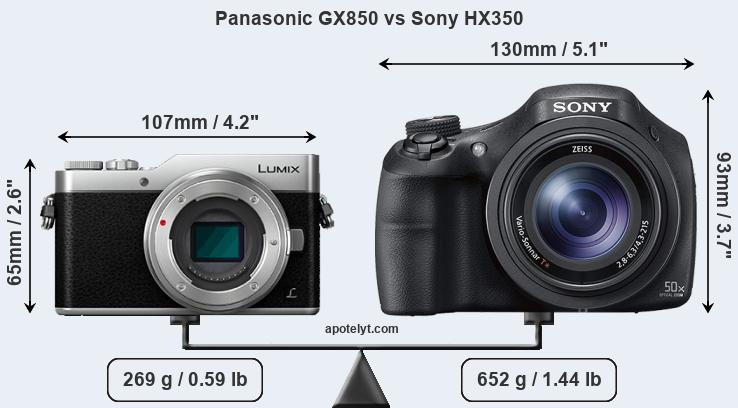 Size Panasonic GX850 vs Sony HX350