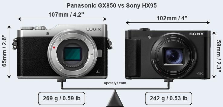 Size Panasonic GX850 vs Sony HX95