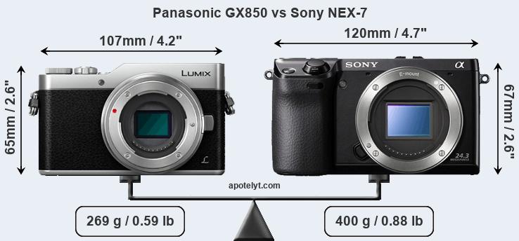 Size Panasonic GX850 vs Sony NEX-7