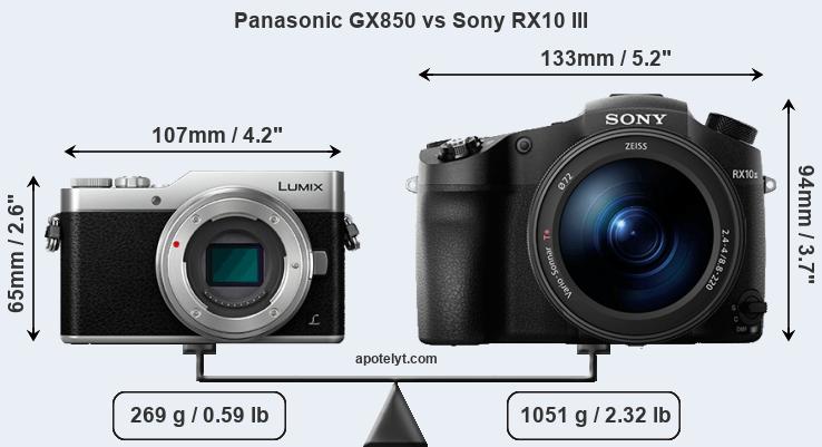 Size Panasonic GX850 vs Sony RX10 III
