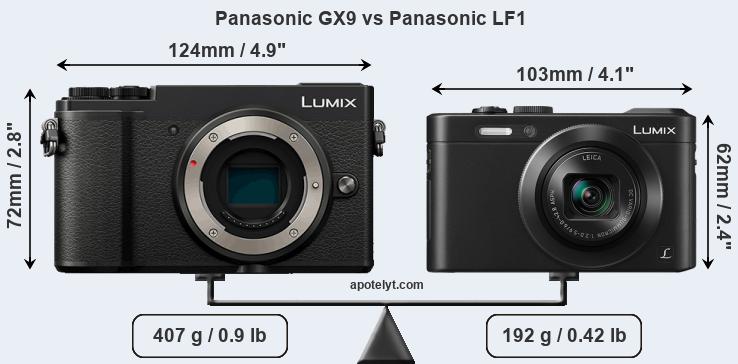 Size Panasonic GX9 vs Panasonic LF1