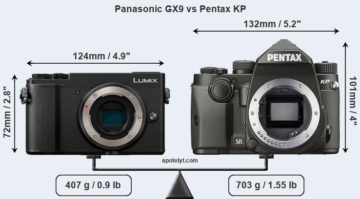 Size Panasonic GX9 vs Pentax KP