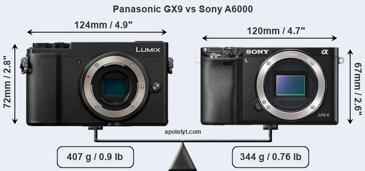 Size Panasonic GX9 vs Sony A6000
