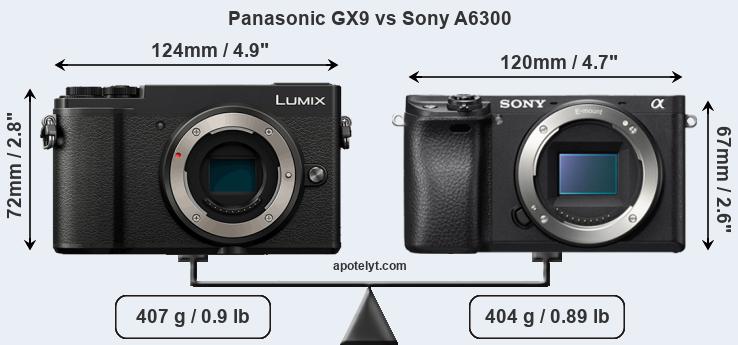 Size Panasonic GX9 vs Sony A6300