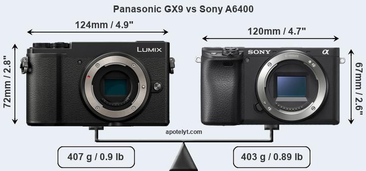 Size Panasonic GX9 vs Sony A6400