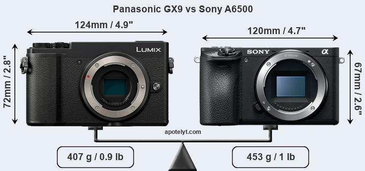 Size Panasonic GX9 vs Sony A6500
